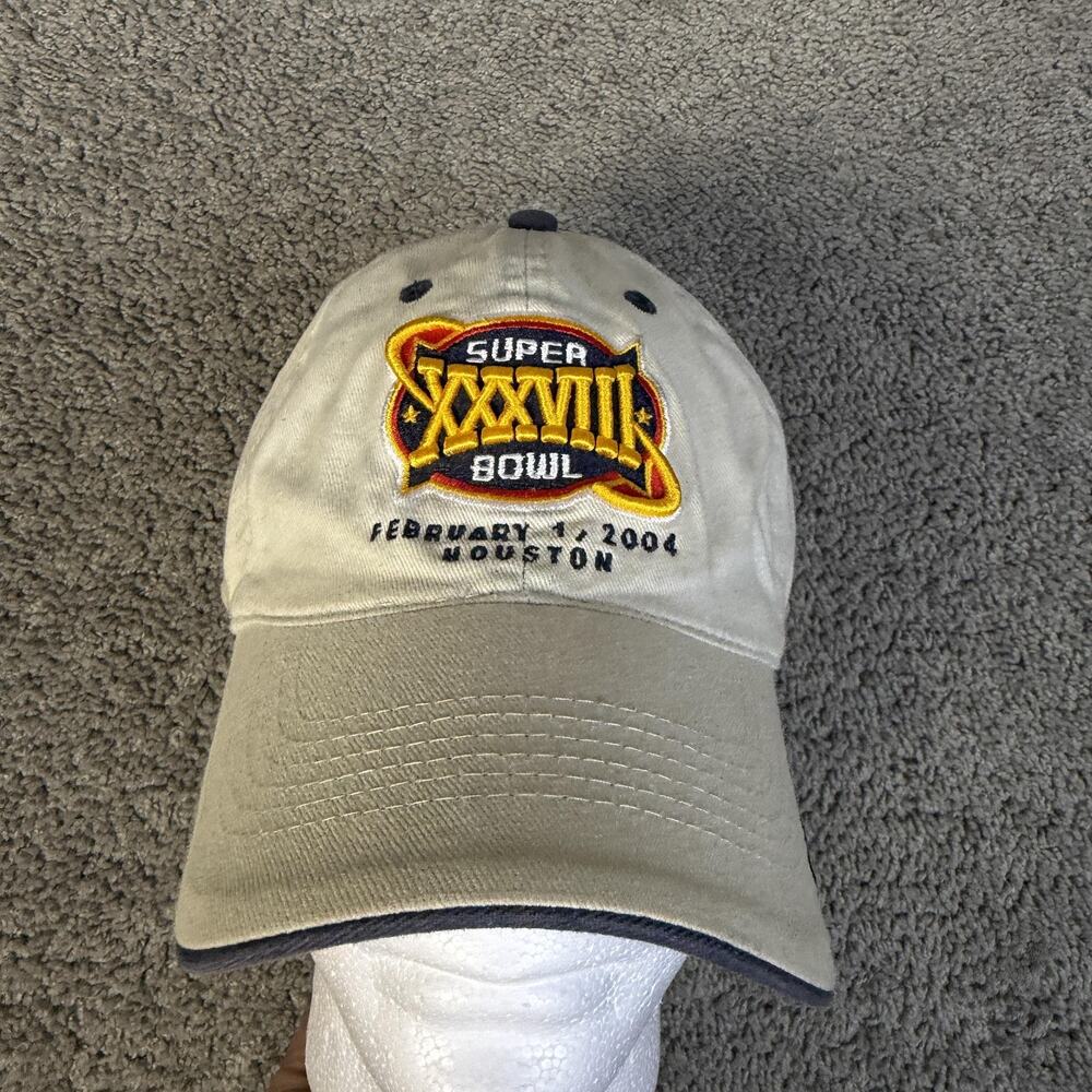 Super Bowl XXXVIII Hat Cap Strap Back Mens One Size Beige NFL Football Reebok